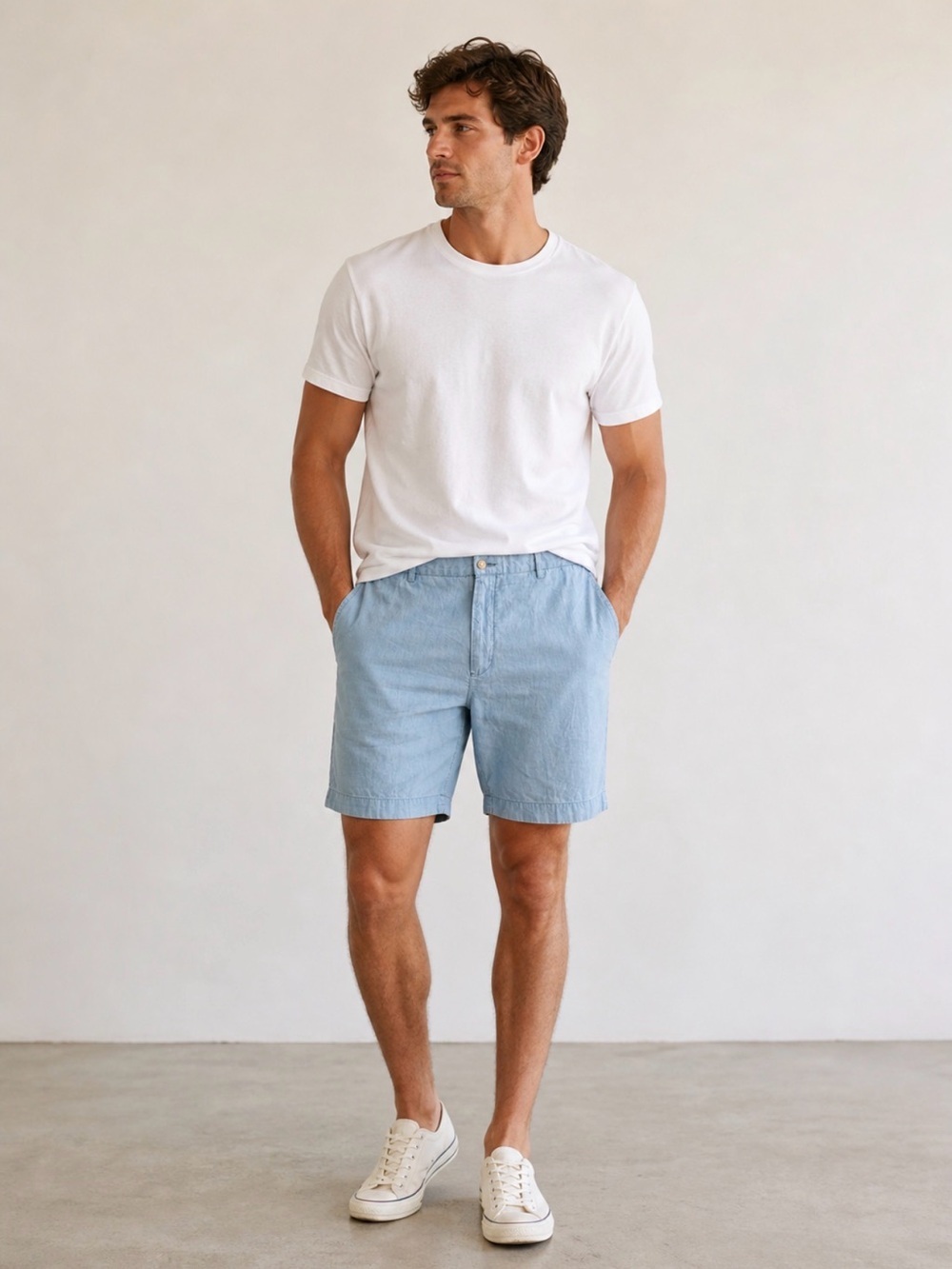 Polo Ralph Lauren Mens Blue Chambray Classic Fit Casual Shorts Size 44T/ 44L